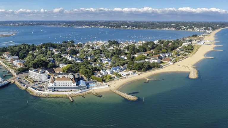 Aerial view of Poole and beach