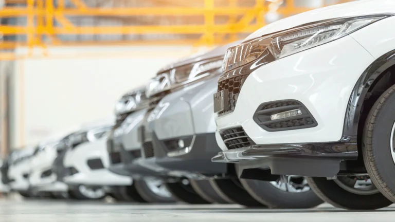 New cars in a showroom