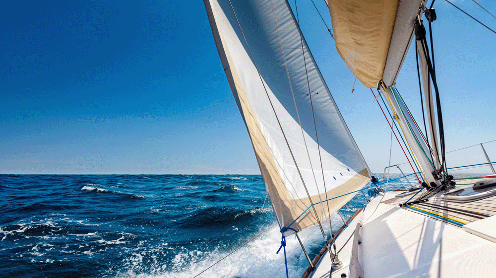 Sports sailing yacht in choppy sea