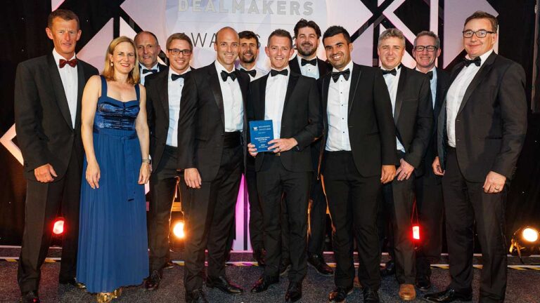 The Corporate advisory team are standing together after winning Team Of The Year at the South West Dealmakers Awards.