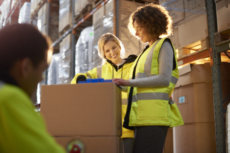 Group of workers in a warehouse environement