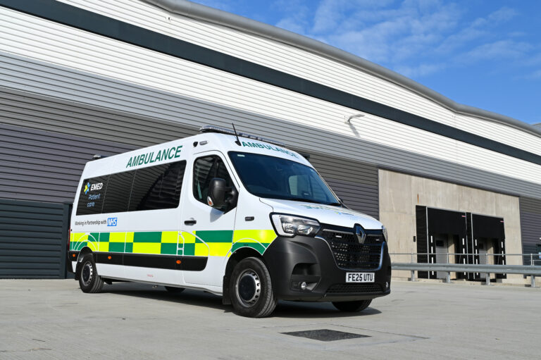 An ambulance outside a building