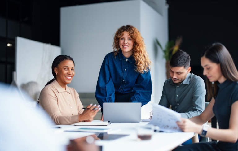 Group of business professionals in discussion
